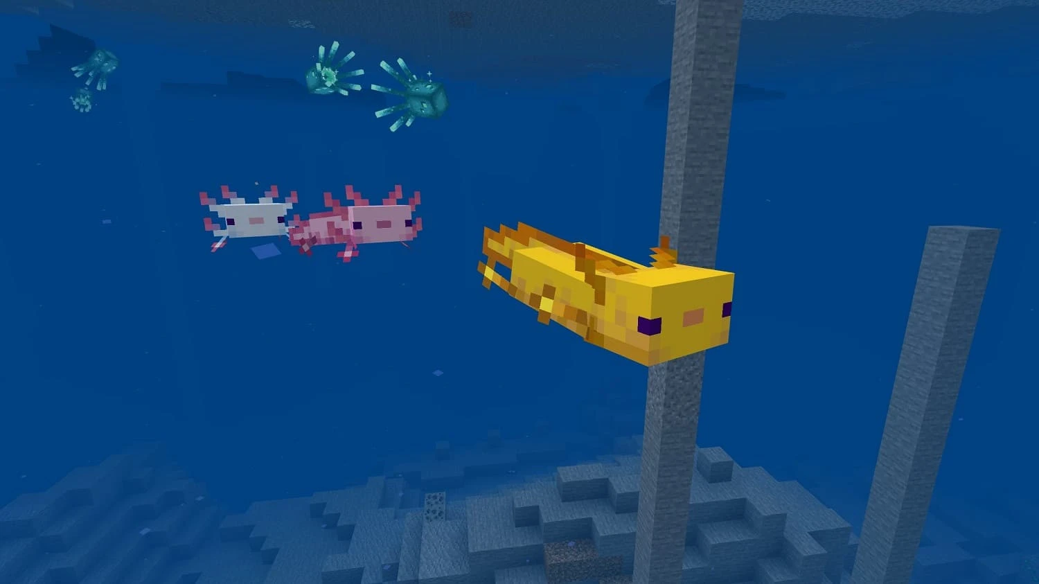 Подводная версия 1.5. Minecraft подводные герои на белом фоне.